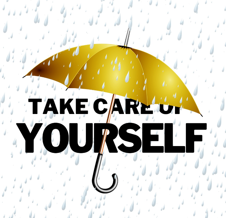 umbrella with Take Care of Yourself written under