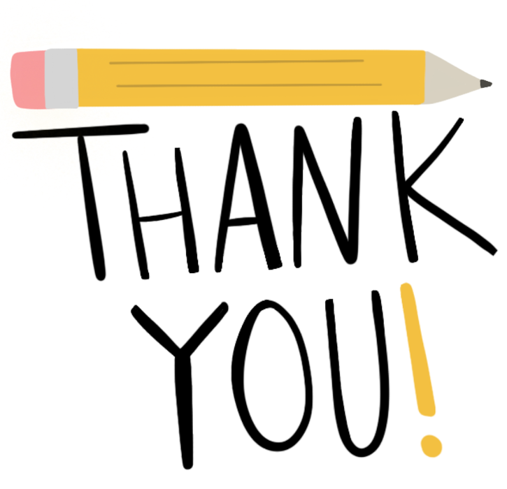 Thank you with yellow pencil above