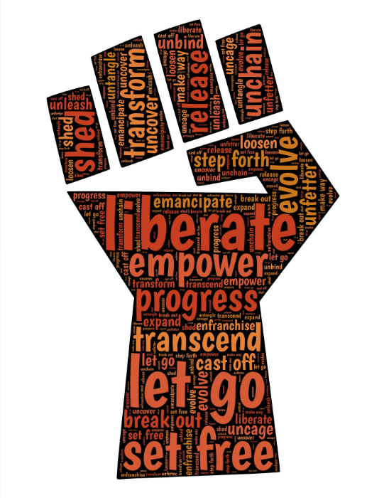 hand with empowering words
