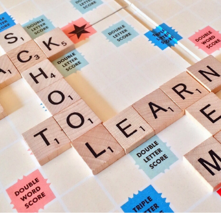Scrabble board spelling school and learn